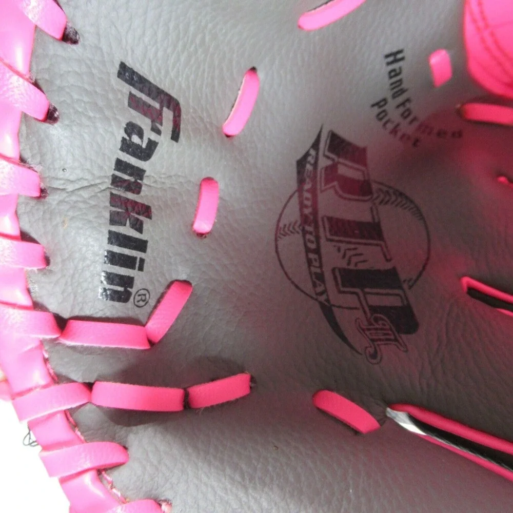 FRANKLIN Girls Pink Gray Contour‎ Fit Baseball Glove RTP 22700 Durabond LHG